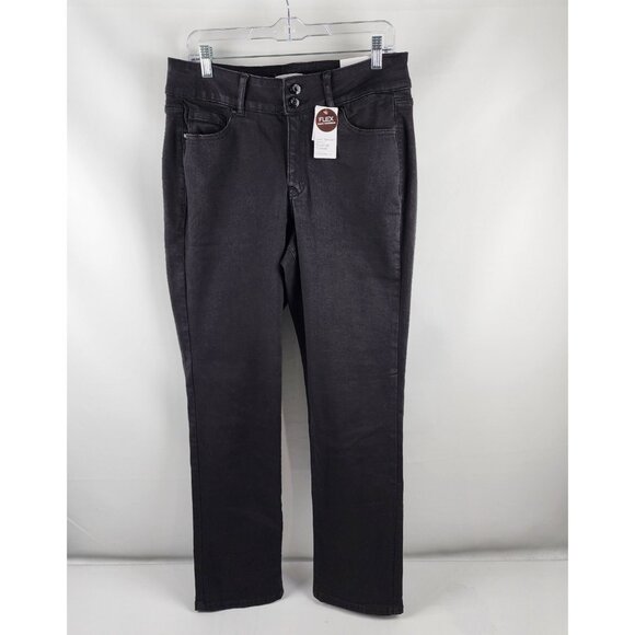 LANE BRYANT Jeans Women 14 Black Tighter Tummy High Rise Straight Leg Denim NWT - Picture 1 of 13